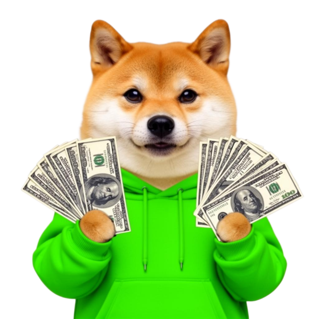 Shiba inu CFO holding fistfuls of dollars
